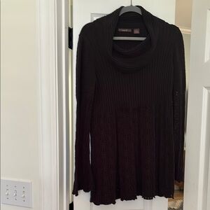 Chic Brown Crochet Cowl Neck Sweater